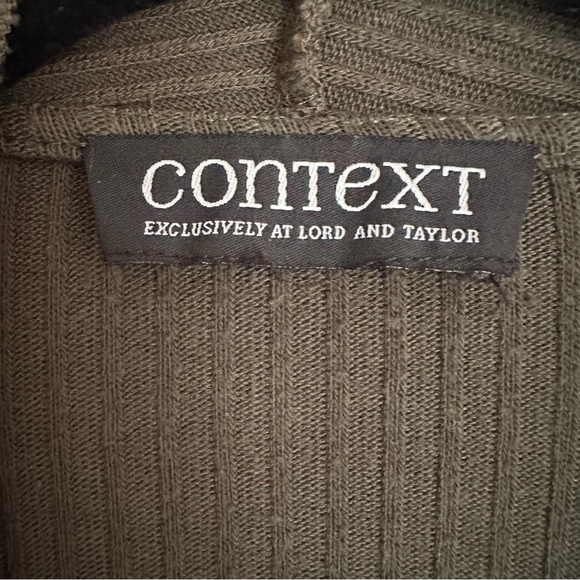 Lord & Taylor Context Dark Green Ribbed Open Front Cardigan - Picture 4 of 10